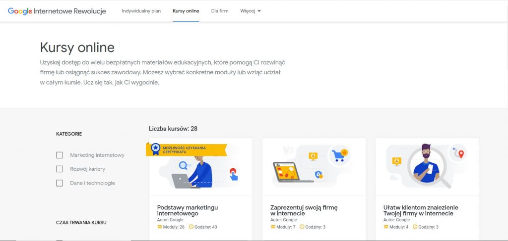Google Internetowe Rewolucje – Darmowe kursy online – Biegun.Studio