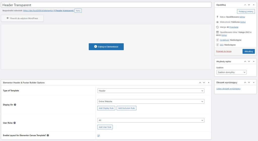Sticky Header Elementor – Biegun.Studio