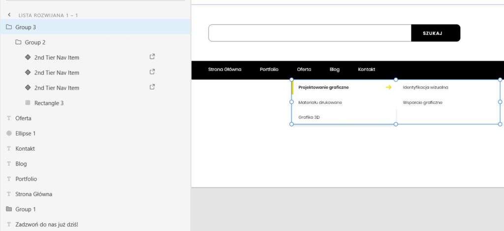 Projektowanie rozwijanego menu w Adobe XD – Biegun.Studio