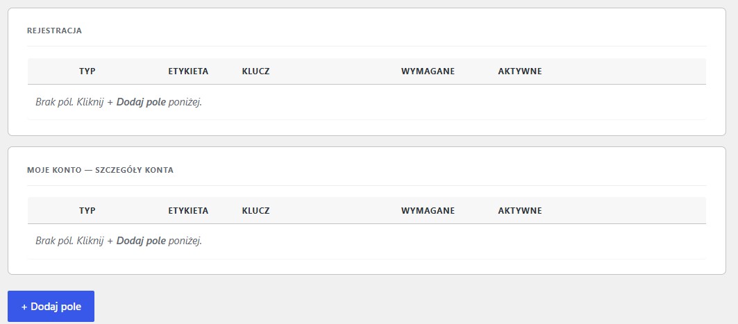 BStudio Account Fields — własne pola w koncie klienta