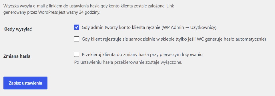 Automatic Customer Password — zrzut 1