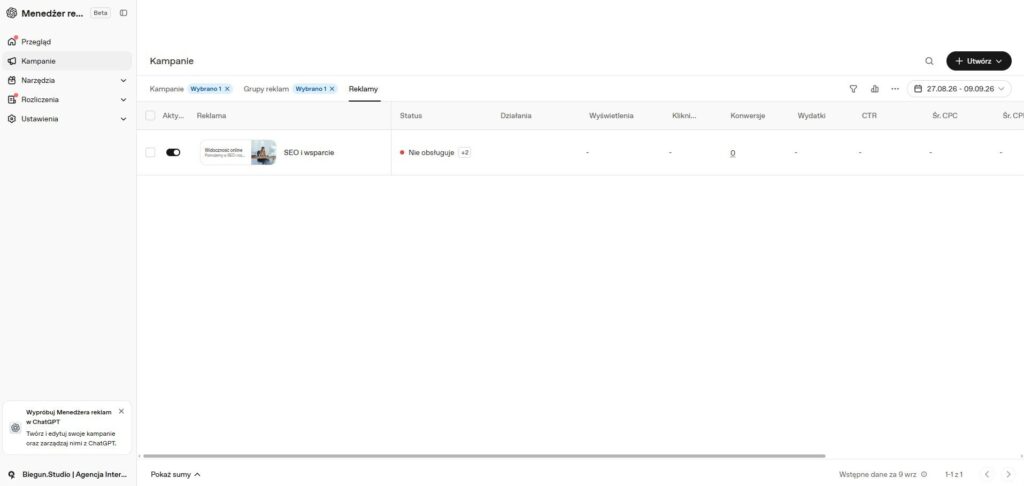 Reklamy w ChatGPT już działają. Jak przygotować kampanię w OpenAI Ads Manager? – Biegun.Studio