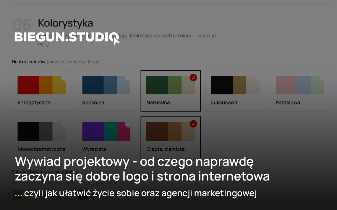 Wywiad projektowy – od czego zaczyna się dobre logo i strona – Biegun.Studio